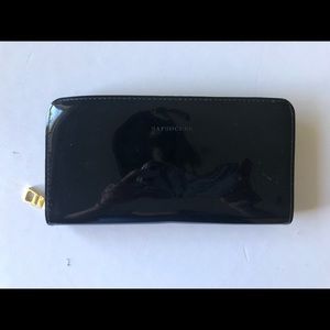 SAPSUCKER  Black Faux Leather Large Zip Around Travel Wallet/Clutch.